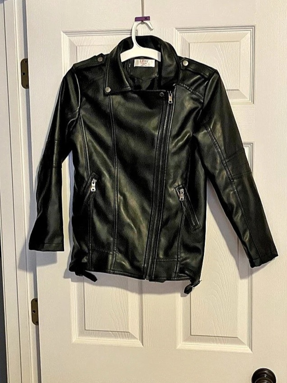 LIYH Boys Black Faux Leather Jacket Size 13-14 Years
